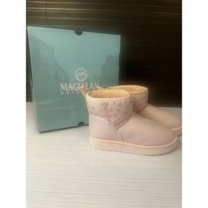 Magellan Outdoors Girls Pink Faux Suede Star Ankle Boots Size 1 Youth 183448